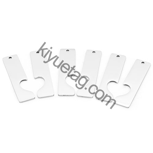 50/Pairs Custom Engravable Rectangular Stainless Steel Pendants Personalized Couple Keyring Charm Accessories