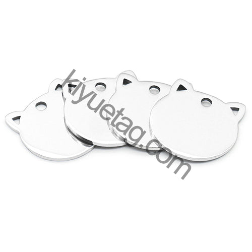 100PCS Personalized Customizable Pet Stainless Steel Tag Laser Engraving Anti-Lost ID Tag Cat Collar Pendant Accessories