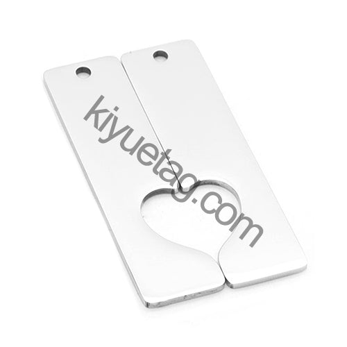 50/Pairs Custom Engravable Rectangular Stainless Steel Pendants Personalized Couple Keyring Charm Accessories