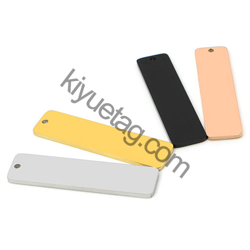 50PCS Engravable Flat Rectangular Stainless Steel Pendant Anti-Lost Key Ring Pendant Pet Dog Tag Accessories