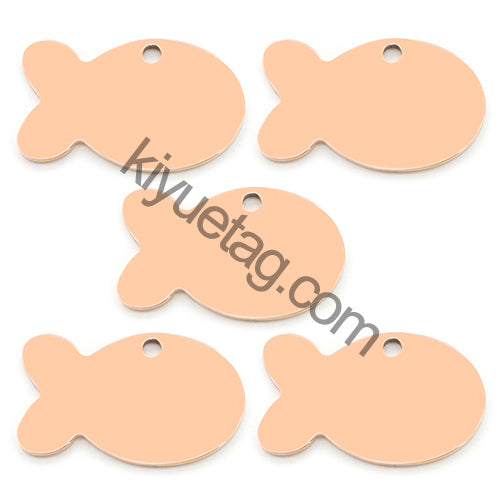 100PCS Personalized Pet ID Tag Fish Shape Stainless Steel Blank Engraved Pendant Accessories Key Ring Gift