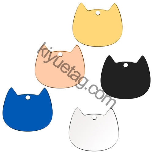 100Pcs Cat Id Tag Face Shape Lovey Pendant Collar Accessories Stainless Steel Dog Name Blank Metal Engraved Quality Neck