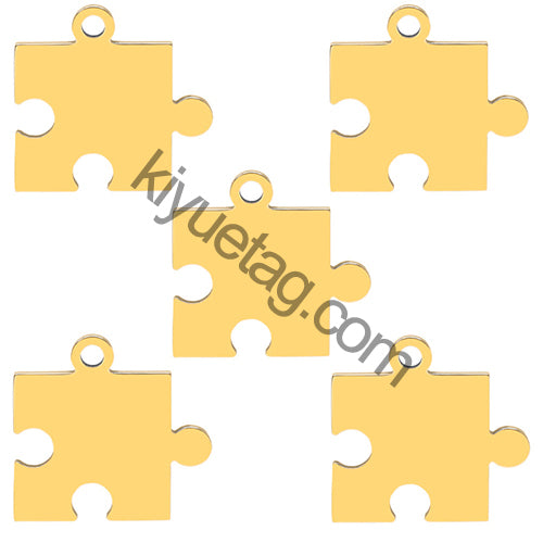 100pcs Dog Id Tag Stainless Steel Charms Jigsaw Puzzle Pendants Fashion Neckalce Couple Plate Jewelry Making Findings DIY