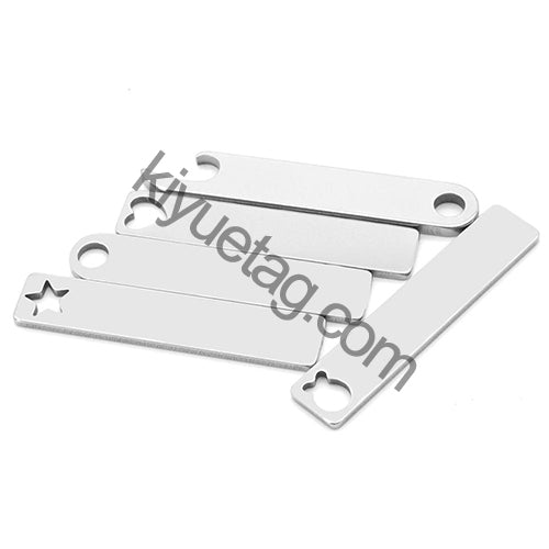 100Pcs Pet Dog Stainless Steel Rectangle Metal Blank Tag Memorial Pendant Necklace Jewelry Makings