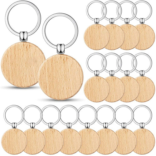 Wholesale 100/50Pcs Round Wood Keychain Blanks Keychain Key Ring Key Pendants Gifts
