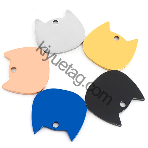 100Pcs Cat Id Tag Face Shape Lovey Pendant Collar Accessories Stainless Steel Dog Name Blank Metal Engraved Quality Neck