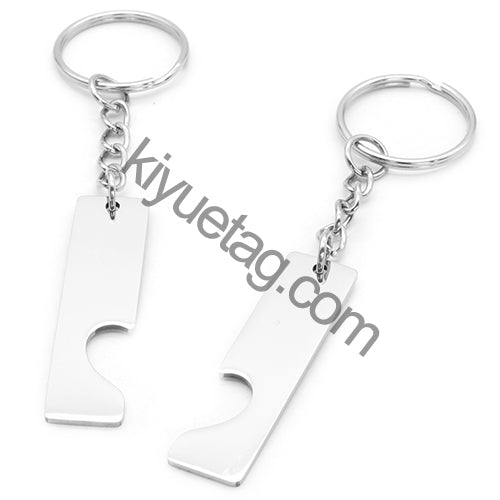 50/Pairs Custom Engravable Rectangular Stainless Steel Pendants Personalized Couple Keyring Charm Accessories
