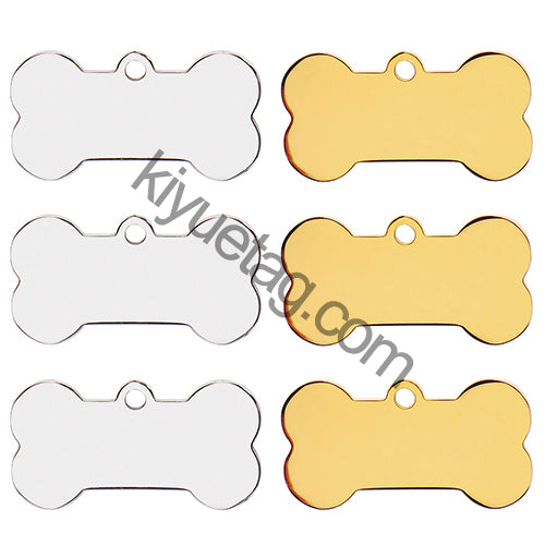 Wholesale 100 Pieces Stainless Steel Bone Pet Identity Dog ID Tag Personalized Laser Custom Cat Collar Accessories