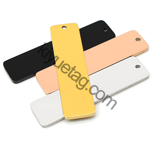 50PCS Engravable Flat Rectangular Stainless Steel Pendant Anti-Lost Key Ring Pendant Pet Dog Tag Accessories