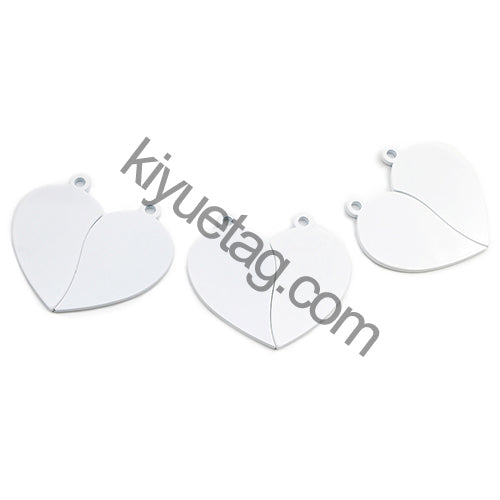50Pairs/lot Necklace Pendant Mirror Stainless Steel Broken Heart Tag Couple Bracelet Charms Plate for Jewelry Making