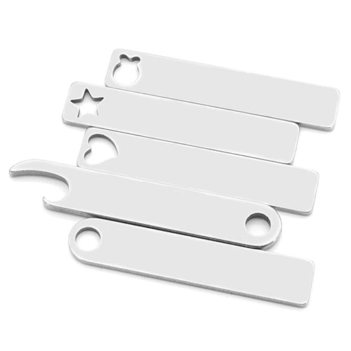100Pcs Pet Dog Stainless Steel Rectangle Metal Blank Tag Memorial Pendant Necklace Jewelry Makings