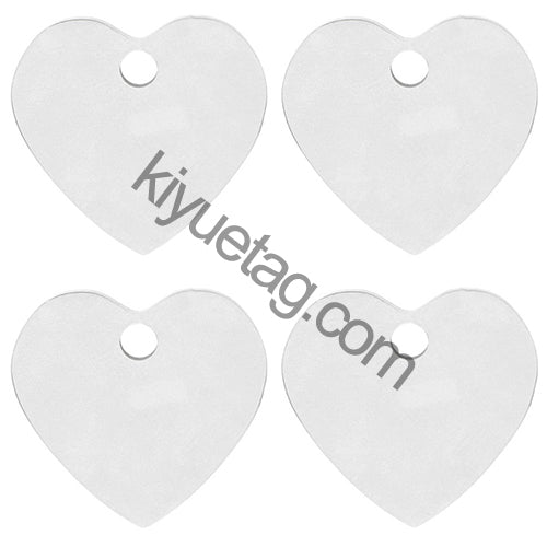 100Pcs Personalized Pet Dog ID Tag Blank Stainless Steel Heart Charm Laser Pendant Engravable Jewelry Plate Gift Souvenir