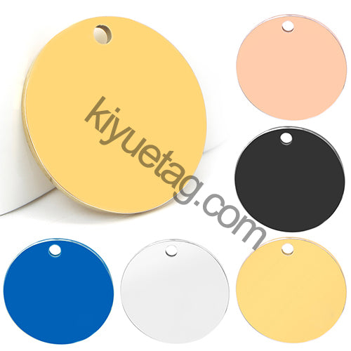 Engraved 100PCS Blank Stainless Steel Round ID Tag Pet Dog Metal Pendant Jewelry Necklace Nameplate Cat Accessoires