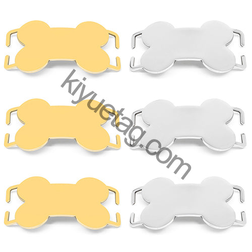 Wholesale 100pcs Curved Bone Stainless Steel Blank Tag Personalized Name Cat Dog Collar Accessories Anti-lost ID Nameplate