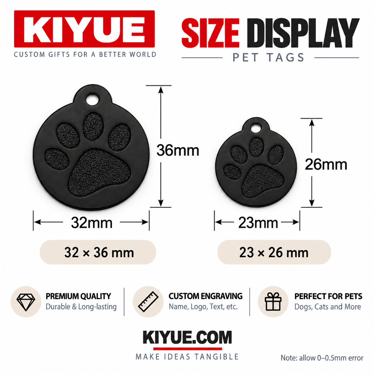 Round Paw Print Aluminum Pet ID Tags – Wholesale Dog Tags