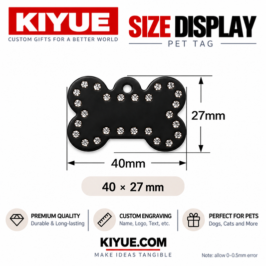 100Pcs Rhinestone Bone Aluminum Dog Tags โ Wholesale Pet ID Tags