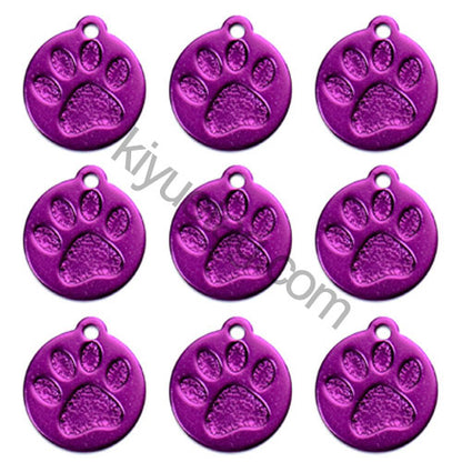 100Pcs/Set Round PAW Dog ID Tags Aluminum Pendant