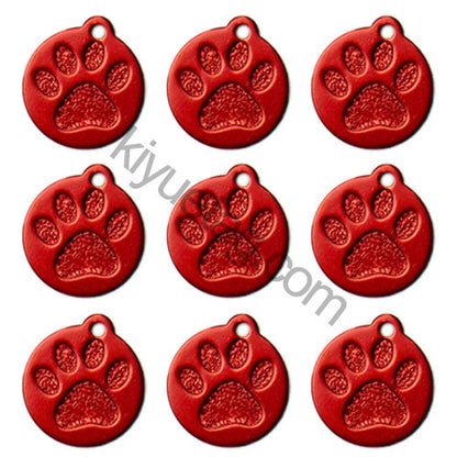 100Pcs/Set Round PAW Dog ID Tags Aluminum Pendant