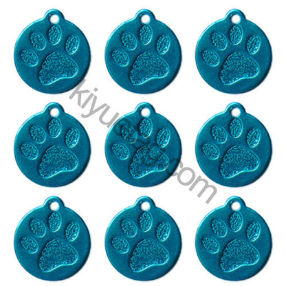 100Pcs/Set Round PAW Dog ID Tags Aluminum Pendant