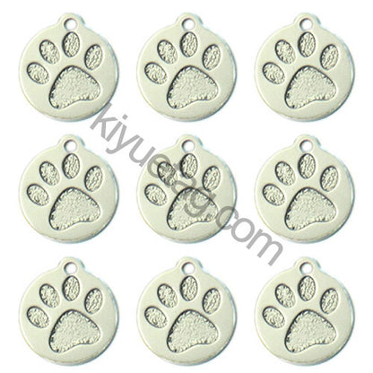 100Pcs/Set Round PAW Dog ID Tags Aluminum Pendant