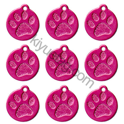 100Pcs/Set Round PAW Dog ID Tags Aluminum Pendant