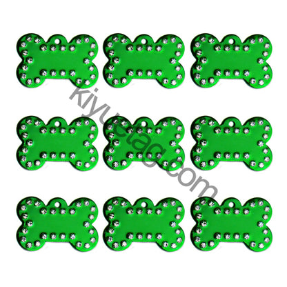 100Pcs/Set Rhinestone Bones Plates Dog ID Tags Aluminum Pendant