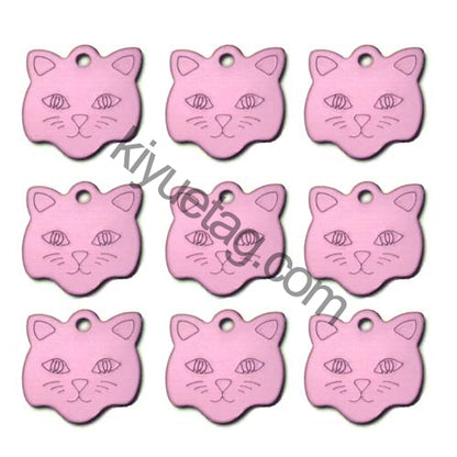 100Pcs/Set Cat Face Dog ID Tags Aluminum Pendant