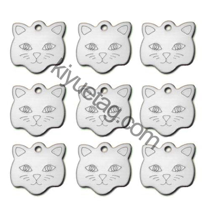 100Pcs/Set Cat Face Dog ID Tags Aluminum Pendant