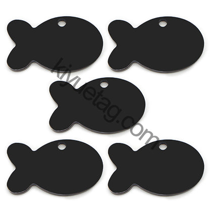 100PCS Personalized Pet ID Tag Fish Shape Stainless Steel Blank Engraved Pendant Accessories Key Ring Gift