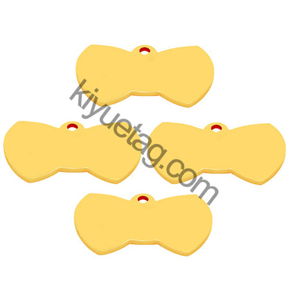 100Pcs Personalized Pet Cute Stainless Steel Tag Custom Engravable Keyring Pendant Dog Collar Bow Shape Accessories