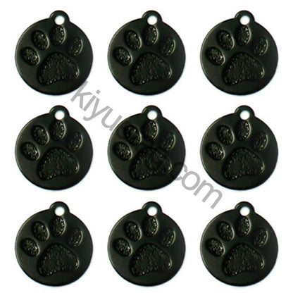 100Pcs/Set Round PAW Dog ID Tags Aluminum Pendant