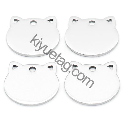 100PCS Personalized Customizable Pet Stainless Steel Tag Laser Engraving Anti-Lost ID Tag Cat Collar Pendant Accessories