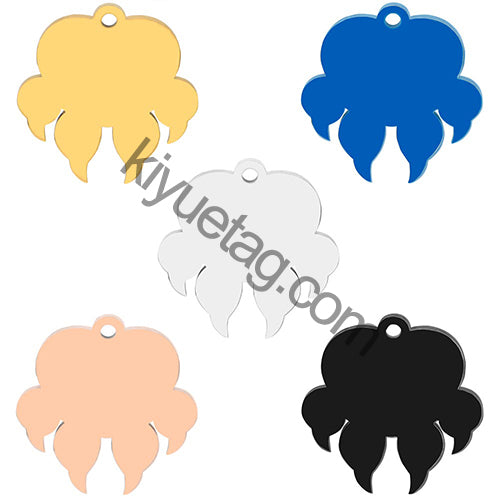 100Pcs/Set 100Pcs Dog Paw ID Tag Personalized  Shape Stainless Steel Jewelry Pendant DIY Necklace Keyring Accessories