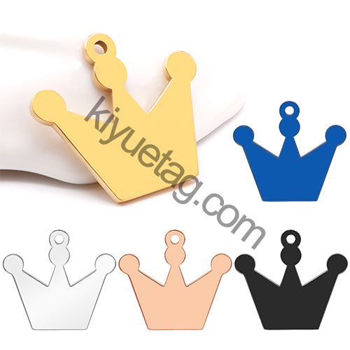 Wholesale 100PCS Stainless Steel Crown Pendant Key Accessories Dog Identity hang Tag ID Name nacklac Jewelry Tags Laser Keychain