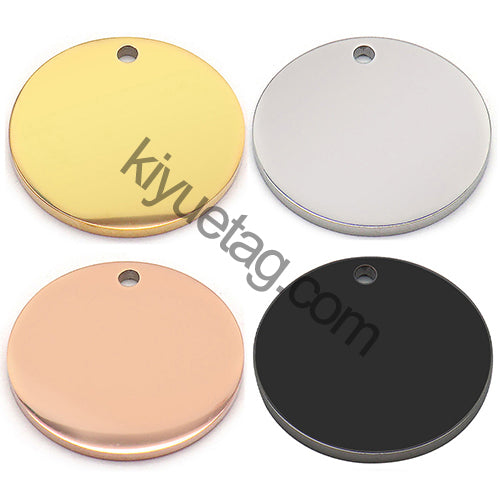 100pcs/Lot Stainless Steel  Dog Id Tag  Necklace Blank Round Plate Stamping Tags  Custom Logo Charms Pet  DIY Jewelry