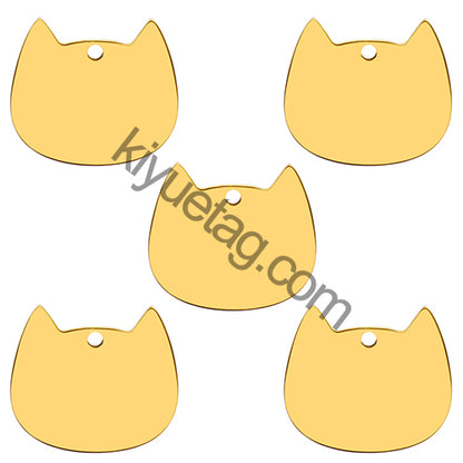 100Pcs Cat Id Tag Face Shape Lovey Pendant Collar Accessories Stainless Steel Dog Name Blank Metal Engraved Quality Neck