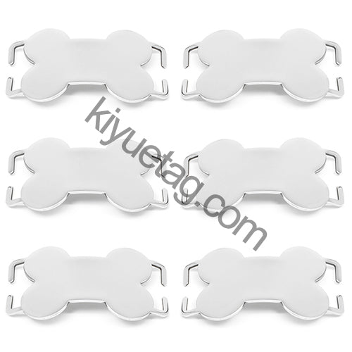 Wholesale 100pcs Curved Bone Stainless Steel Blank Tag Personalized Name Cat Dog Collar Accessories Anti-lost ID Nameplate