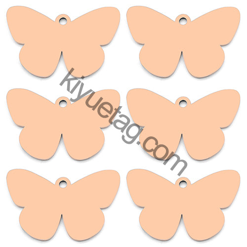 100PCS Customizable Butterfly Shape Stainless Steel Tag Engravable Anti-lost Keyring  Pendant Jewelry Necklace Charm Accessories