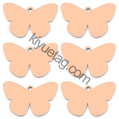 100PCS Customizable Butterfly Shape Stainless Steel Tag Engravable Anti-lost Keyring  Pendant Jewelry Necklace Charm Accessories