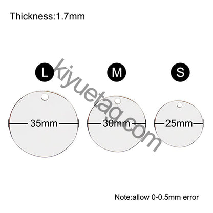 Engraved 100PCS Blank Stainless Steel Round ID Tag Pet Dog Metal Pendant Jewelry Necklace Nameplate Cat Accessoires