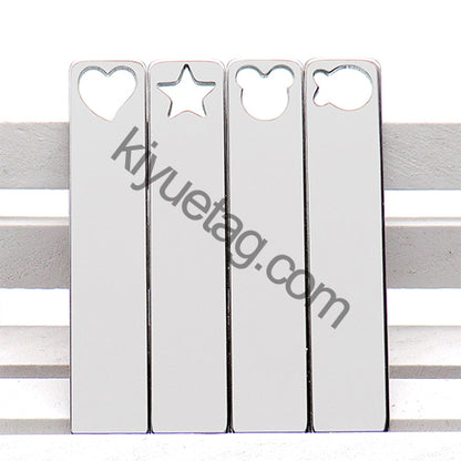 100Pcs Pet Dog Stainless Steel Rectangle Metal Blank Tag Memorial Pendant Necklace Jewelry Makings