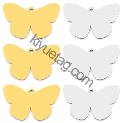 100PCS Customizable Butterfly Shape Stainless Steel Tag Engravable Anti-lost Keyring  Pendant Jewelry Necklace Charm Accessories