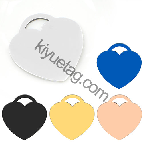 100Pcs Custom DIY Engraved Heart Shape Stainless Steel Tag Personalized Metal Collar Pendant Keyring Decorative Accessories