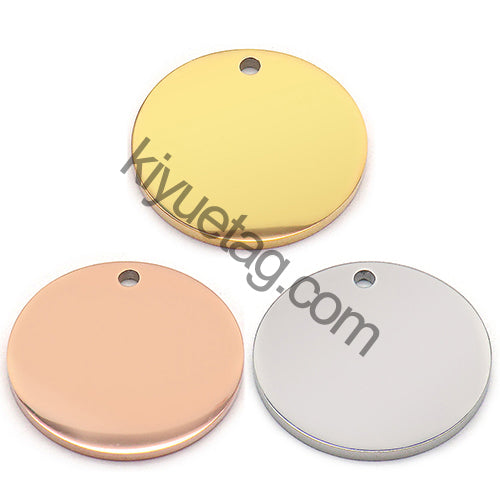 100pcs/Lot Stainless Steel  Dog Id Tag  Necklace Blank Round Plate Stamping Tags  Custom Logo Charms Pet  DIY Jewelry