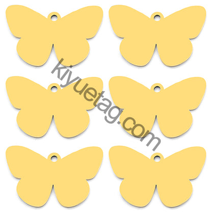 100PCS Customizable Butterfly Shape Stainless Steel Tag Engravable Anti-lost Keyring  Pendant Jewelry Necklace Charm Accessories