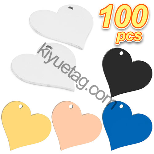 Wholesale 100Pcs Personalized Engravable Love Blank tag Minimalist Heart Shape Pendant Necklace Accessories