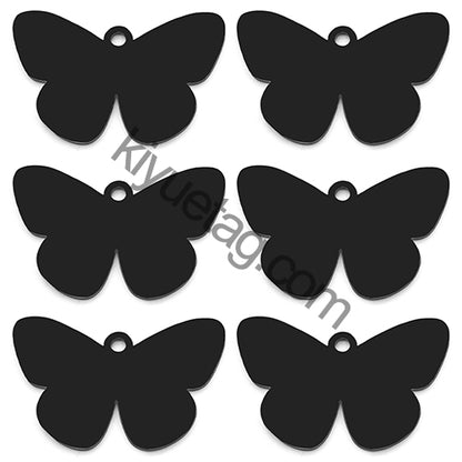 100PCS Customizable Butterfly Shape Stainless Steel Tag Engravable Anti-lost Keyring  Pendant Jewelry Necklace Charm Accessories