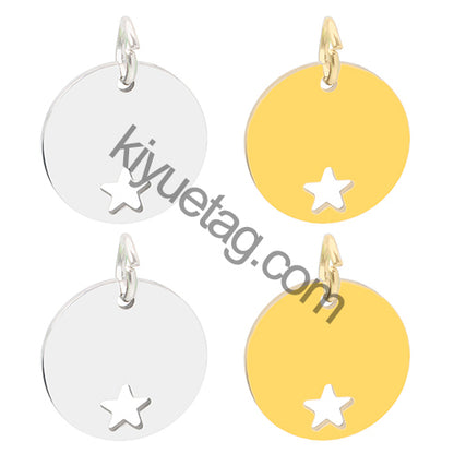 Wholesale 100pcs Blank Stainless Steel ID Tag Round Pet Dog Nameplate  Custom Engraved Pendant Key Ring Necklace Accessories