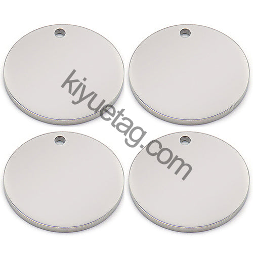 100pcs/Lot Stainless Steel  Dog Id Tag  Necklace Blank Round Plate Stamping Tags  Custom Logo Charms Pet  DIY Jewelry