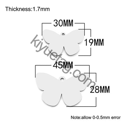 100PCS Customizable Butterfly Shape Stainless Steel Tag Engravable Anti-lost Keyring  Pendant Jewelry Necklace Charm Accessories